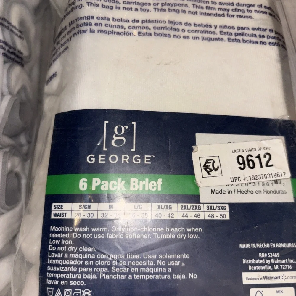 George Men's White Full Rise Briefs Underwear 6-Pack Size 3XL (48-50) ~ New